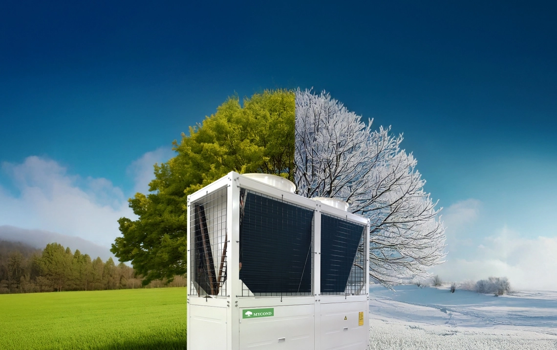 Diagram of energy-efficient 4-pipe modular chillers in use.