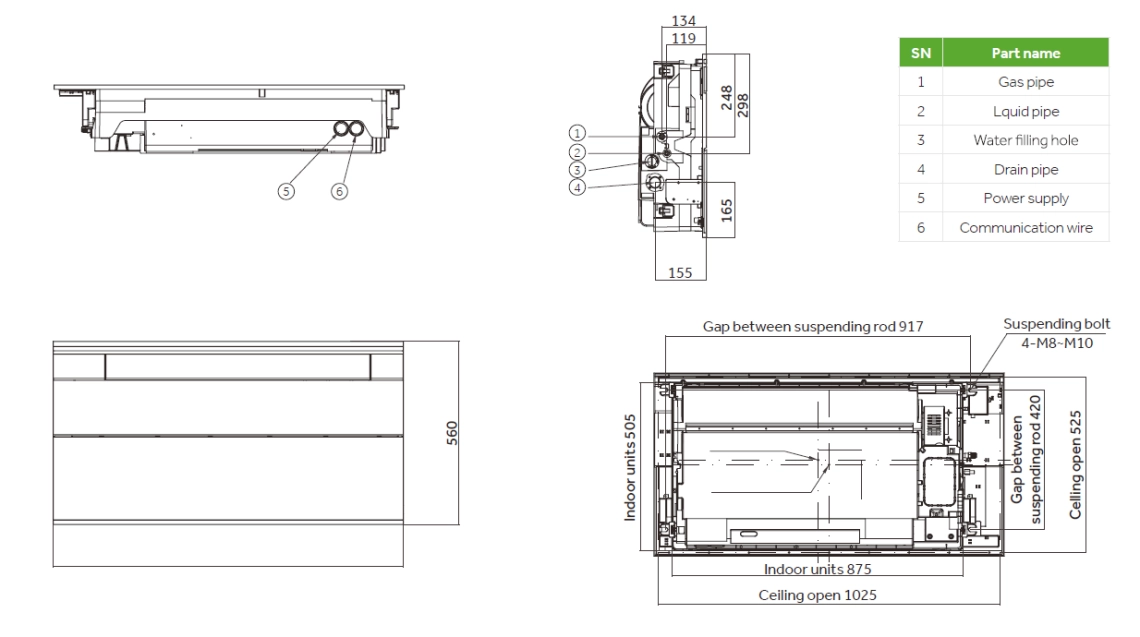 MyCond 1-way cassette overall dimensions