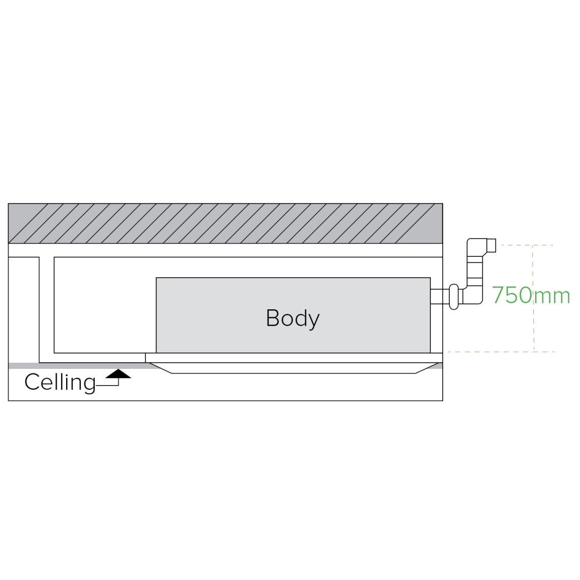 MyCond 2-way cassette installation height of drainage connection