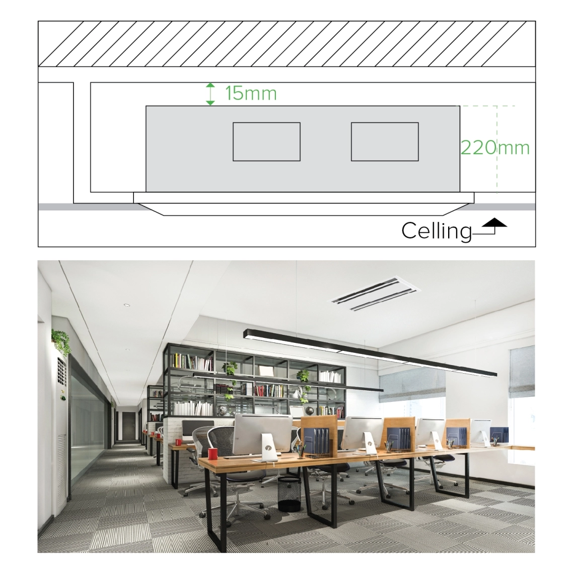 MyCond 2-way cassette office installation compact installation height